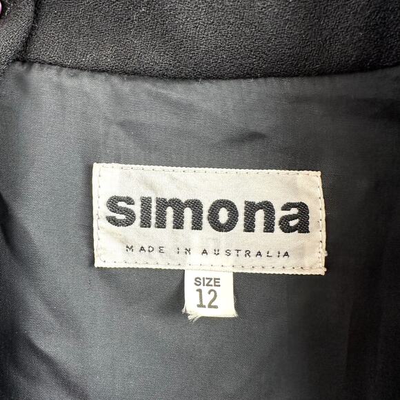 Simona Womens Long Jacket or Dress Size 12 AU* Black 100% Wool Oversized Buttons - Picture 8 of 14